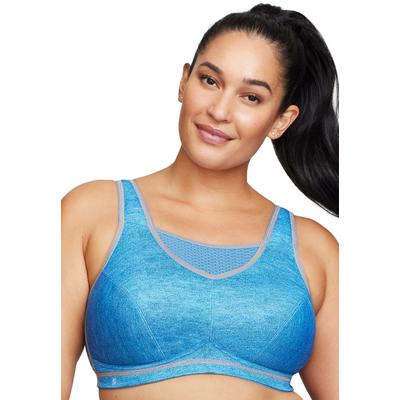 Plus Size Women's Full Figure Plus Size No-Bounce Camisole Elite Sports Bra Wirefree #1067 Bra by Glamorise in Light Denim (Size 40 D)