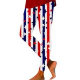 VOYOAO Womens Leggings High Waist Stretch Pants 4th of July American Flag Print Compression Tights Patriotic Clothes Yoga Pants