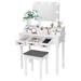 Homehours Vanity Desk with Mirror and Lights Makeup Vanity with Lights Vanity Table with 8 LED Bulbs & 3 Colors Lighting White Vanity Set with 7 Drawers & Stool Dressing Table Makeup Desk FST13W