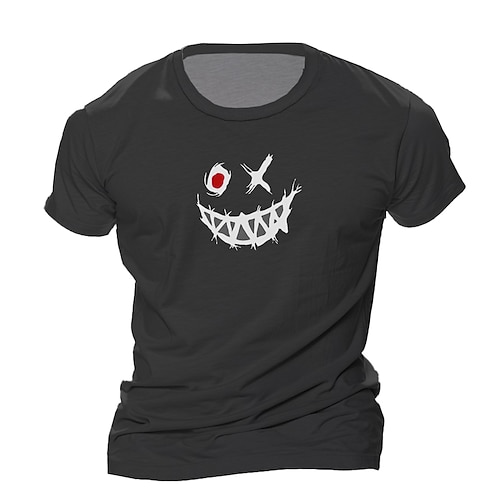 Homme Grimace Visage Emoji T-shirt Manche Courte T-shirt Impression 3D Col ras du cou Chemise Mode Designer Athleisure Rue Occasionnel Quotidien Noir Bleu Vert Été Printemps Vêtement Tenue S M L XL