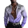 Per uomo Albero di cocco Piante tropicali Camicie Camicia hawaiana Camicia con bottoni Manica lunga Camicia Collo ripiegabile Camicie con colletto Moda Casual Giornaliero Evento Giallo Viola S M L