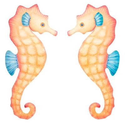 Whimsical Seahorse Wall Accents Orange Set of Two,...
