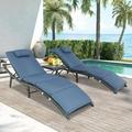 HBBOOMLIFE 3 Pieces Patio Chaise Lounge Chairs for Outside Outdoor Lounge Chairs Outdoor Chaise Lounge Chair Pe Rattan Lounge Chairs for Patio Poolside Backyard Porch (Peacock Blue)