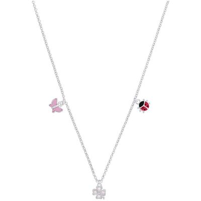 Kette mit Anhänger PRINZESSIN LILLIFEE "Schmetterling/Kleeblatt/Marienkäfer, 2037943", rosa (silberfarben, rosa, pink, s