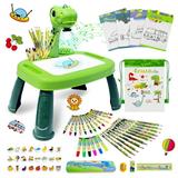 Dinosaur Drawing Projector Arts and Crafts for Boys Contains Drawing Board with Music Watercolor Pens Pencils Crayons Scrapbook Sticker Book Unicorn Stickers Stamps