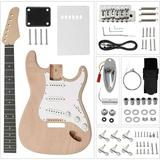 DIY Guitar Kit with Mahogany Body Ebony Fingerboard and Maple Neck 6 String DIY electric Guitar Kit with Classic Design Easy Installation & Full Equipment to Build Your Own Guitar (KST)