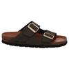 Pantolette ROHDE "Alba", Damen, Gr. 35, grün (dunkeloliv), Leder, klassisch, Schuhe, Keilabsatz, Sommerschuh, Hausschuh mit zwei Schnallenverschlüsse