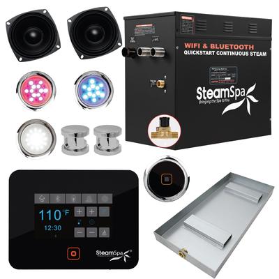 SteamSpa Black Series Bluetooth 12kW QuickStart Steam Bath Generator
