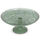 Bungalow Rose Flower Footed Cake Stand | Round Vintage Style Cake Plate | Serving Platter For Cupcakes in Green | 3.75 H x 10.5 W in | Wayfair
