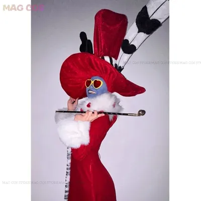 Val Cosplay Kostüm Kostüm Outfit mit Hut Damen Halloween Karneval Weihnachtskostüme Roter Anzug Hazbin Csoaplay Hotel Image
