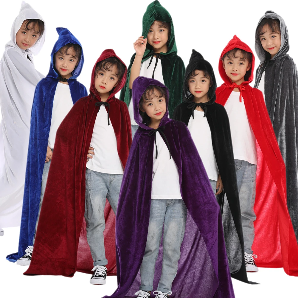 Halloween Erwachsene Kinder Hexenumhang Umhang mit Kapuze Cosplay Kostüm Todesumhang Karneval Party Halloween Langer Umhang 8 Farben Image