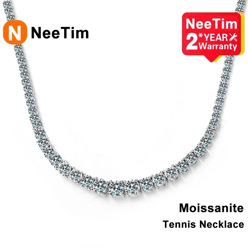 NeeTim Moissanit-Tennis-Halskette für Damen, Hochzeitsschmuck, 925er Sterlingsilber mit vergoldeten Halsketten mit Zertifikat Image