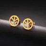 Edelstahl Friedens symbol Ohr stecker für Frauen Mädchen einfache runde Ohrringe Welt friedens