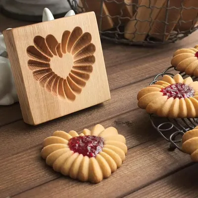 Sandwich Marmelade 3d Holz Keksform Keks Stempel Präge Werkzeug Handpresse Weihnachten Neujahr Kekse