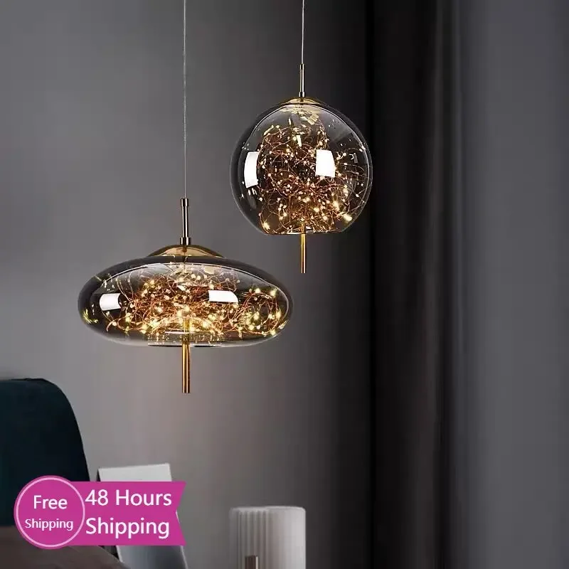 Moderne LED-Glas Pendel leuchten für Schlafzimmer Nachttisch Bad hängende Beleuchtung Decke Kronleuchter Lampe Dekoration String Line
