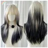 Parrucche Camllia capelli lunghi ondulati parrucca sfumata universale in bianco e nero per le donne