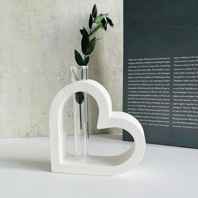 Herz Vase Silikon Form Hydrokultur Pflanze Blumentopf Zement Gips Form DIY Nordic Vase Reagenzglas Pflanzer Harz Form Wohnkultur Image