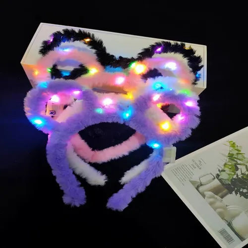 Süßes leuchtendes Stirnband mit LED-Licht kreative Teddybär Ohr leuchtendes Haarband für Nachtclub