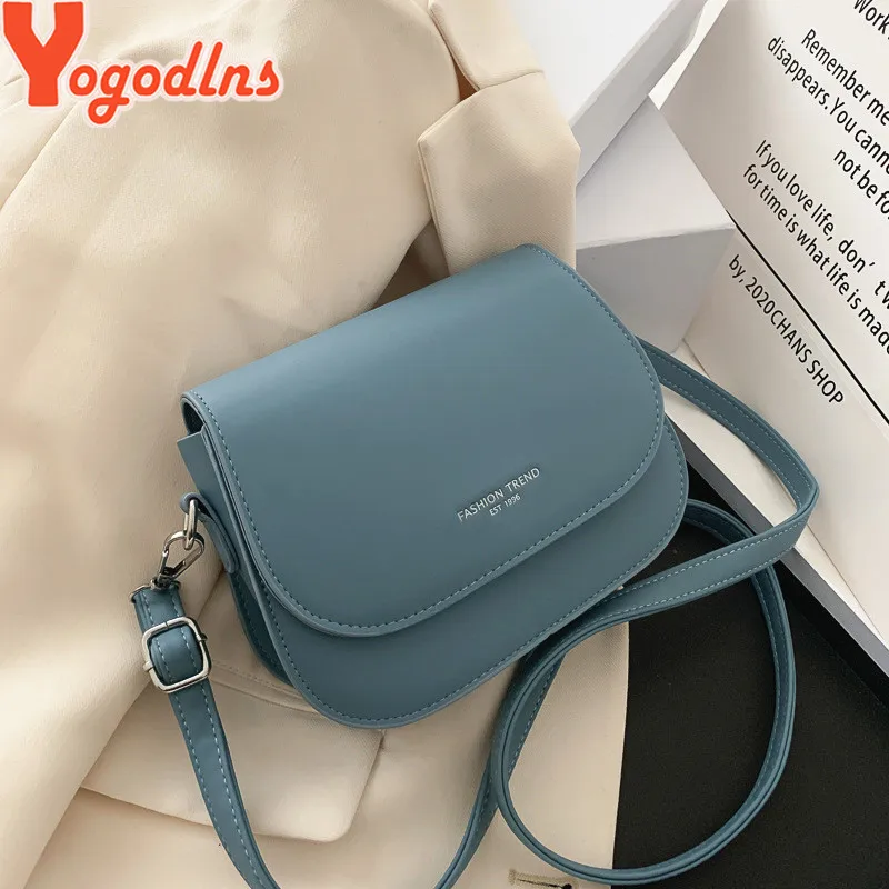 Yogodlns sac à bandoulière de selle à la mode femmes sac à bandoulière en cuir PU Simple couleur unie rabat sac de messager sacs à main de créateur pochette