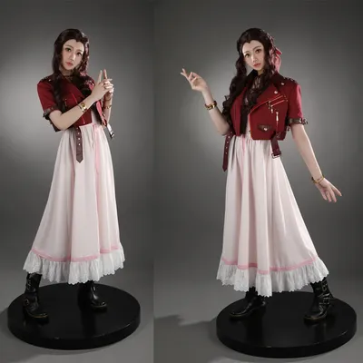 Spiel FF7 Erwachsene Aerith Gainsborough Kostüm Cosplay Final Fantasy Remake Halloween Outfit Fancy Image