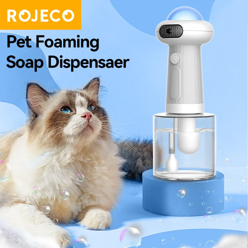Rojeco automatische Katzen schaum maschine für Haustier Hund Auto Seifensp ender USB wiederauf ladbare Haustier Reinigung Schaum Sprüh gerät Katze Zubehör Image