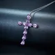 Colliers de la présidence en argent 925 pour femme pendentif croix en cristal violet collier de