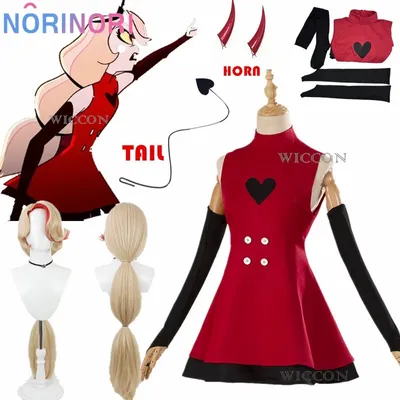 Anime Hazzbin für Spielfans Hotel Charlie Cosplay Halloween Kostüm Erwachsene Kinder Rotes Kleid Image