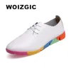 WOIZGIC Frauen Mutter Weibliche Damen Schuhe Wohnungen loafer Kuh Echtes Leder Weiche Schweinsleder