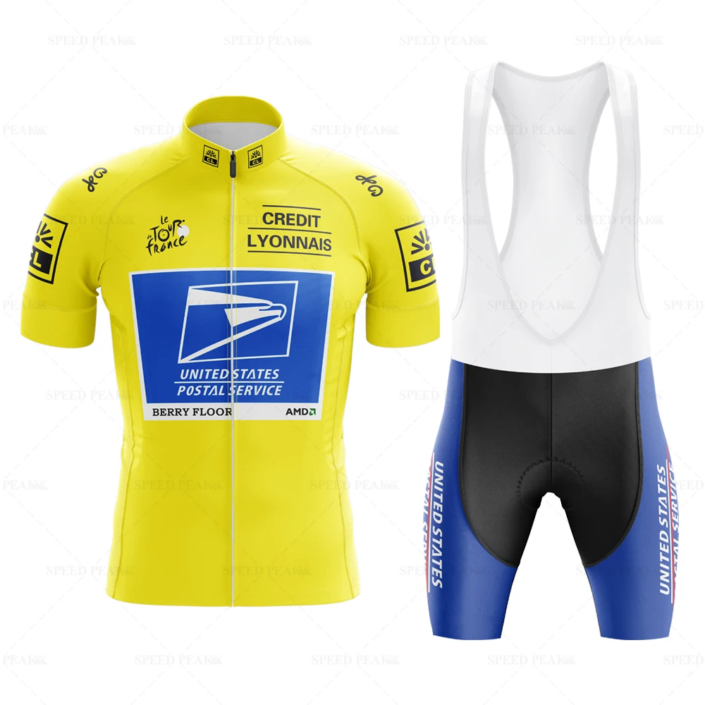 Maillot de cyclisme hommes ensemble à manches courtes rétro bavoir hommes à manches courtes jaune vêtements de vélo vélo vêtements de sport d'été Triathlon Retr