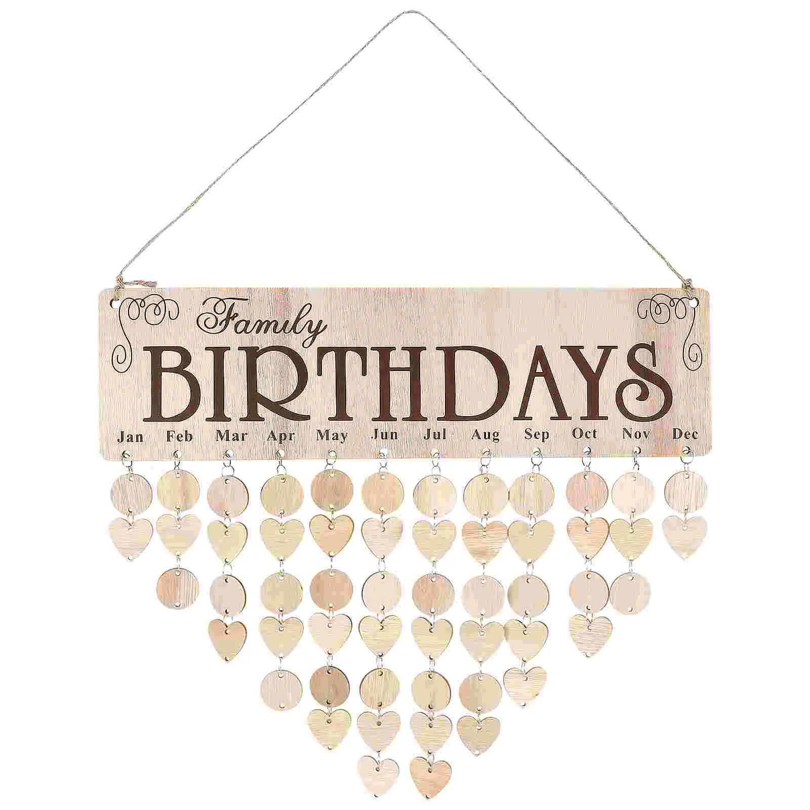 Calendrier d'anniversaire en bois, panneau de famille suspendu au mur, rappel, décor, Tagsdiy, bloc de bricolage, Plaque de journal de l'avent à la maison, pour noël