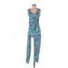 Lilly Pulitzer Jumpsuit Scoop Neck Sleeveless: Blue Paisley Jumpsuits - Women's Size 2X-Small