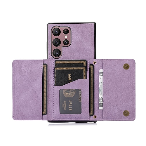 Handy Hülle Handyhüllen Für Samsung Galaxy S25 S24 S23 S23 FE S22 S21 Ultra Plus A55 5G A35 5G A25 A15 Brieftaschenhülle Mit Ständer Magnetisch Kartenfach Retro TPU PU-Leder Image