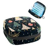 Christmas Tree Storage Bag for Sanitary Napkins - Velvet Sponge and Oxford Fabric Period Pouch Organizer 4.7x6.6x6.6 in.
