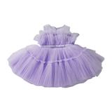 Tengma Toddler Girls Dresses Baby Lace Sleeveless Dress Solid Color Bow Dress Princess Puffy Dress Wedding Party Prom Wedding Party Princess Dress Pageant Gown Purple 90