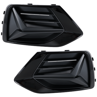 2023 Audi Q3 Front, Driver and Passenger Side, Outer Fog Light Covers, Textured, with Glossy Black Trim, For Models without S-Line Package