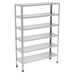 Metallregal edelstahl 6 ebenen mit glatten regalen - 1200x400x1750 mm - 38006414 Eurast Image