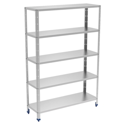 Metallregal edelstahl 5 ebenen mit glatten regalen - 1000x400x1750 mm - 38005214 Eurast Image