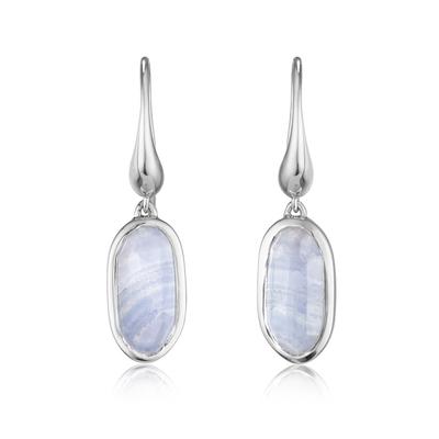 Vega Blue Lace Agate Drop Earrings, Sterling Silver