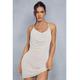 MissPap Womens Premium Embellished Draped Cowl Mini Slip Dress - Ivory - Size 8 UK