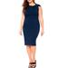 Plus Size Women's Twisted Shoulder Sheath Dress by ELOQUII in Navy (Size 28)