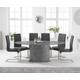 Colby 200cm Oval Grey Marble Dining Table With 10 Black Austin Chairs