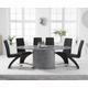 Colby 200cm Oval Grey Marble Dining Table With 6 Black Aldo Chairs