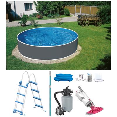 Rundpool MY POOL BWT "mit Akku-Bodensauger BC30", grau, H:1,20cm Ø:4,50cm, Schwimmbecken, in verschiedenen Größen und Tiefen erhältlich Image