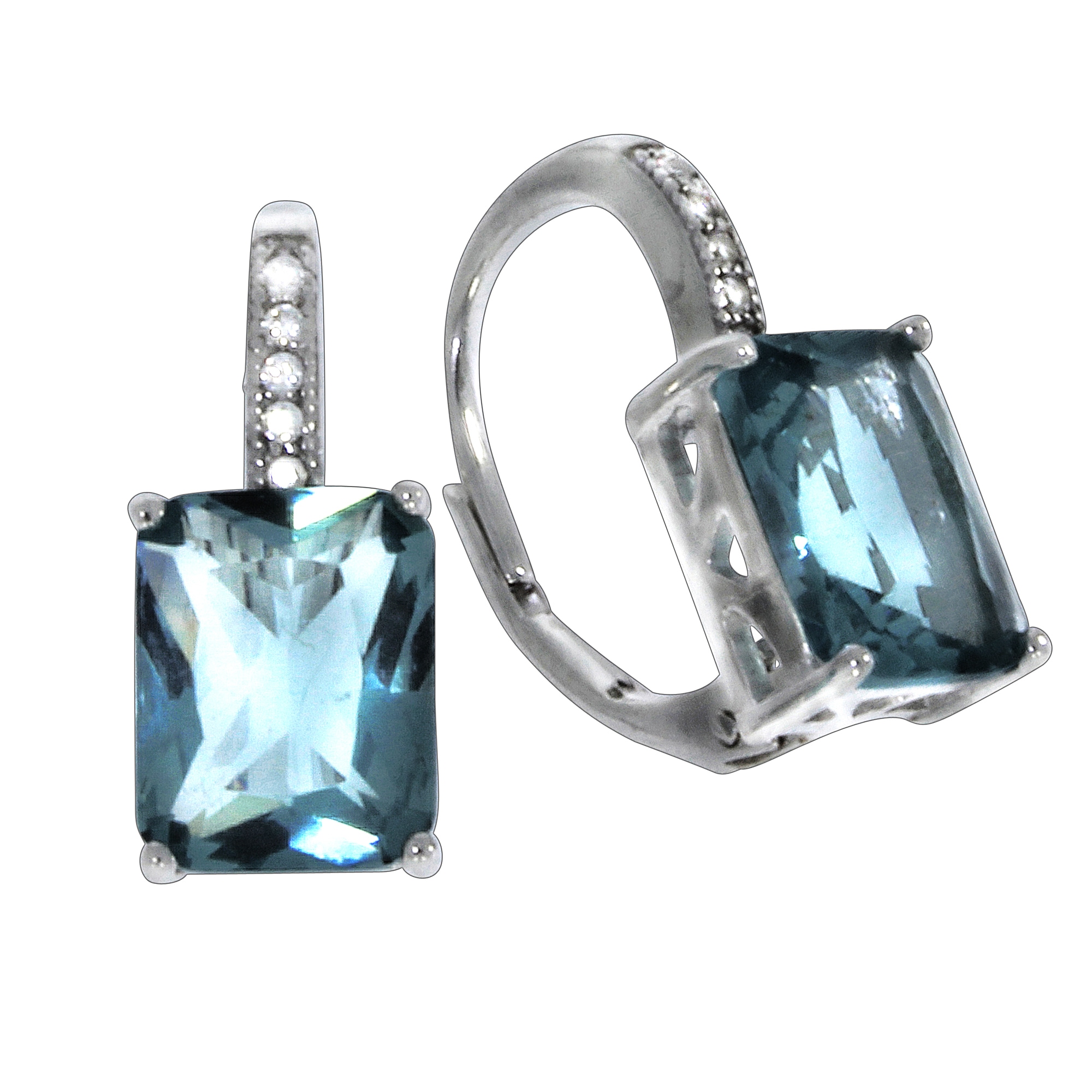 Paar Ohrhänger VIVANCE "925 Sterling Silber rhodiniert", weiß (weiß, blau), Ohrringe, Damen, one-size, Silber 925 (Sterlingsilber) Image