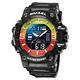 Men's Military Watch Outdoor Sports Multifunction Watch (Stopwatch/Alarm/Waterproof/Led Backlight/Calendar/Shockproof) Resin Band Fashion Digital Analog Watches,Colorful Red Green