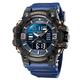 Men's Military Watch Outdoor Sports Multifunction Watch (Stopwatch/Alarm/Waterproof/Led Backlight/Calendar/Shockproof) Resin Band Fashion Digital Analog Watches,Blue