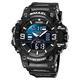 Men's Military Watch Outdoor Sports Multifunction Watch (Stopwatch/Alarm/Waterproof/Led Backlight/Calendar/Shockproof) Resin Band Fashion Digital Analog Watches,Black