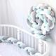 PTKG Baby Braided Cot Bumper, 100% Cotton Cushion Soft Knot Pillow Baby Crib Bumper Knotted Anti-collision Head Guard Bumper Crib Cradle Braid Pillows Cushion for Room Decor,A15,3.5m