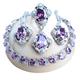 BAFAFA Purple 925 Silver Jewelry Sets For Women Bridal Fine Costume Jewelry Wedding CZ Earrings Rings Bracelets Pendant Necklace Set (Color : 4PCS-Purple, Size : 7)