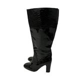 Coach Shoes | Coach Patent Leather Boots Rowan Snakeskin Embossed Cuff Size 6b | Color: Black | Size: 6
